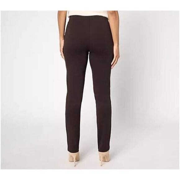 Belle by Kim Gravel Ponte Hollywood Waist Full Length Pants Black Reg 12 A667603 - Picture 2 of 3